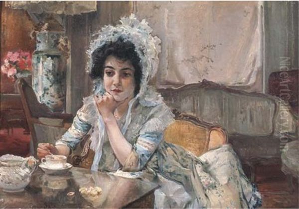 La Hora Del Te Oil Painting by Emilio Sala y Frances