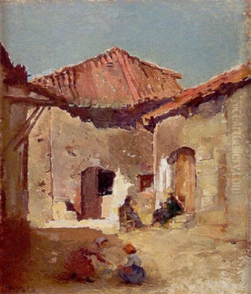 Escena De Pueblo Con Campesinos Oil Painting by Emilio Sala y Frances