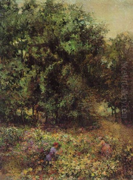 Cortando Flores En El Bosco Oil Painting by Emilio Sala y Frances
