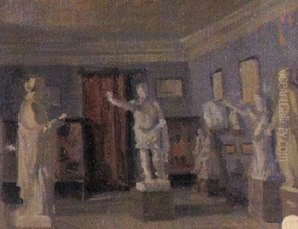 Interior De Un Estudio Con Esculturas Oil Painting by Emilio Sala y Frances