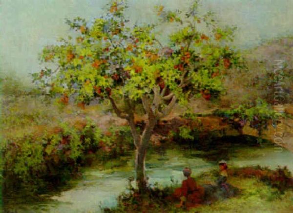 On The Riverbank Oil Painting by Emilio Sala y Frances
