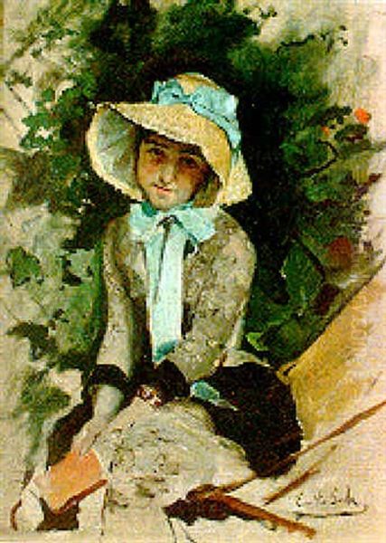 Muchacha Leyendo Oil Painting by Emilio Sala y Frances