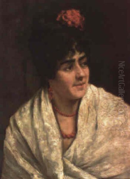 Joven Con Manton Blanco Oil Painting by Emilio Sala y Frances