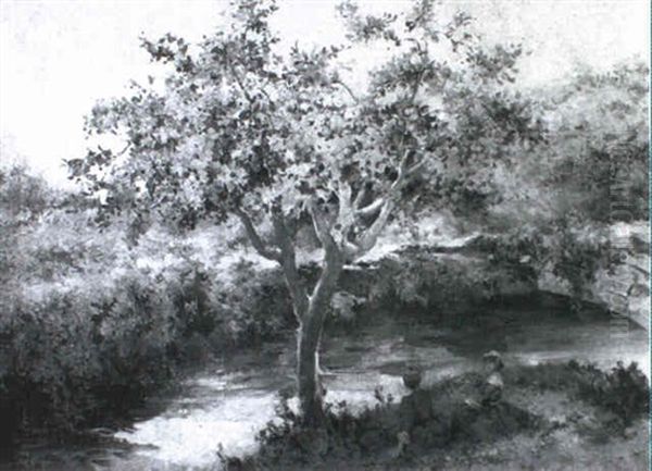 Junto Al Rio Oil Painting by Emilio Sala y Frances