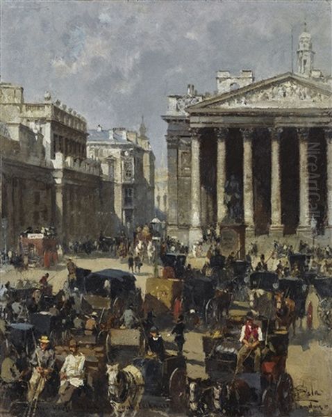 Mansion House And Royal Exchange, London Oil Painting by Paolo Sala