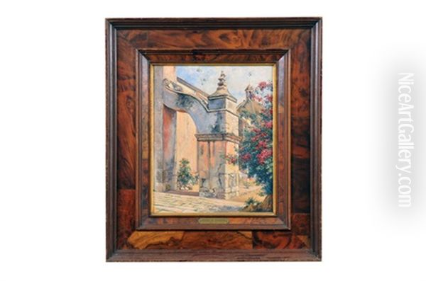 Vista De Iglesia Con Flores Oil Painting by Mateo Saldana