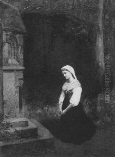 At The Grotto Oil Painting by Hubert Salentin