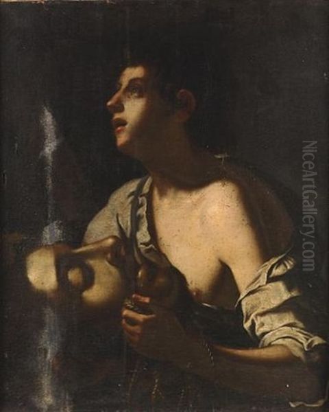 David With The Head Of Goliath Oil Painting by Tommaso Salini