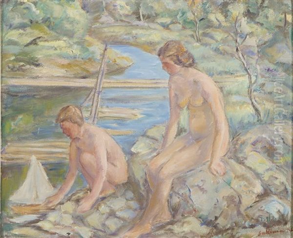 At The River Oil Painting by Tyko Sallinen