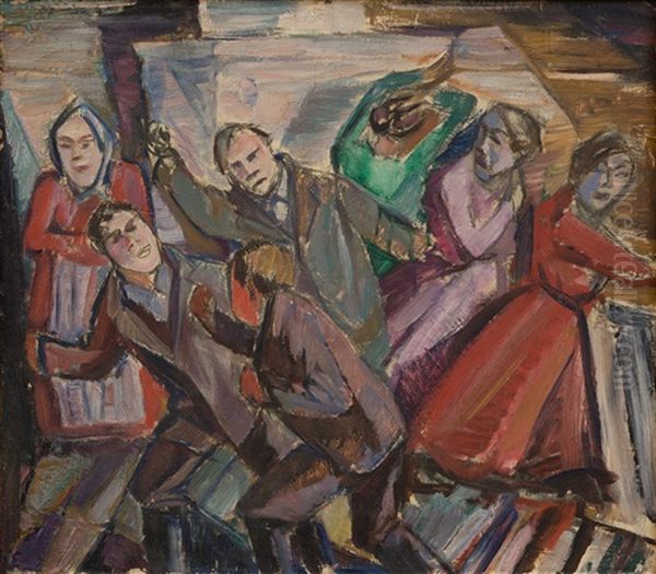 Study For The Fight Ii Oil Painting by Tyko Sallinen