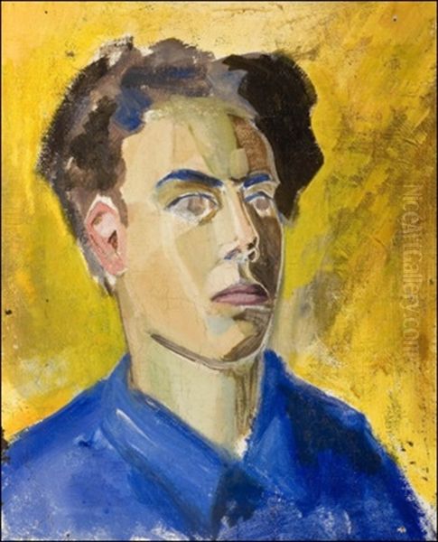 Mies Sinisessa Paidassa Oil Painting by Tyko Sallinen