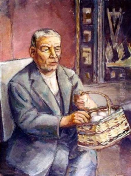 Munakauppias Oil Painting by Tyko Sallinen