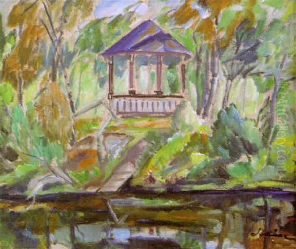 Huvimaja Jarven Rannalla Oil Painting by Tyko Sallinen