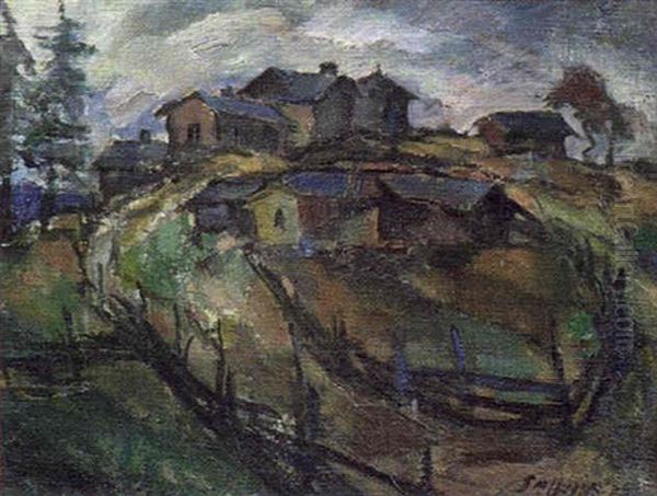 Hus Pa Kulle Oil Painting by Tyko Sallinen