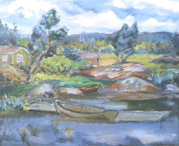 Utsikt Over Floden Oil Painting by Tyko Sallinen
