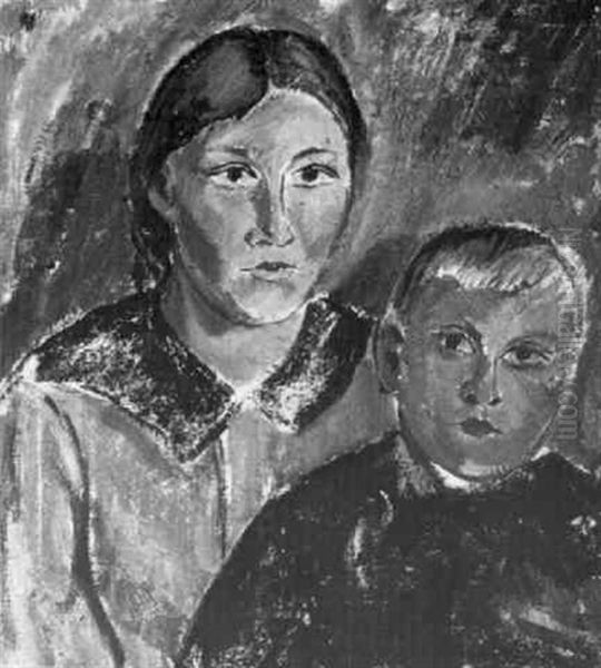 Syskonen Oil Painting by Tyko Sallinen