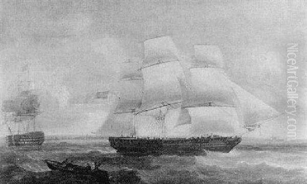 Shipping Off The Coast Oil Painting by Robert Salmon