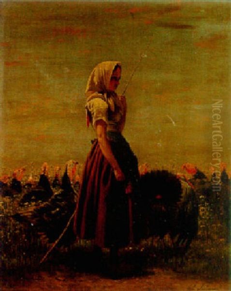The Turkey Girl Oil Painting by Theodore Frederic de Salmon
