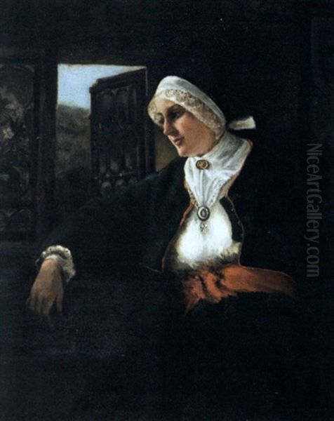 Waiting Oil Painting by Hugo Salmson