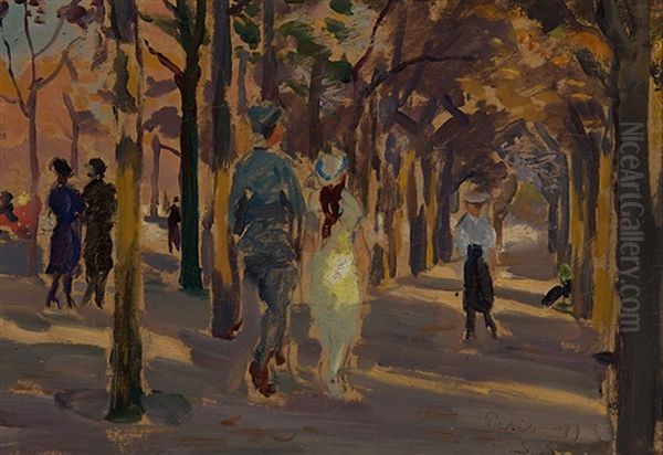 In A Park Oil Painting by Santeri Salokivi