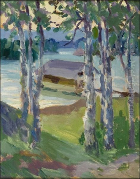 Rantakoivuja Oil Painting by Santeri Salokivi