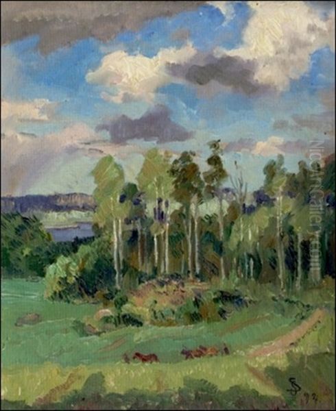 Hevoslaidun Oil Painting by Santeri Salokivi