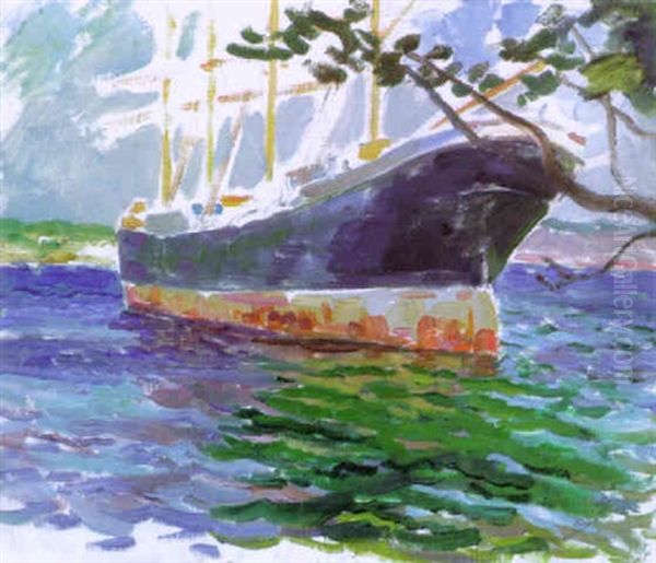 Passat Maarianhamninassa Oil Painting by Santeri Salokivi