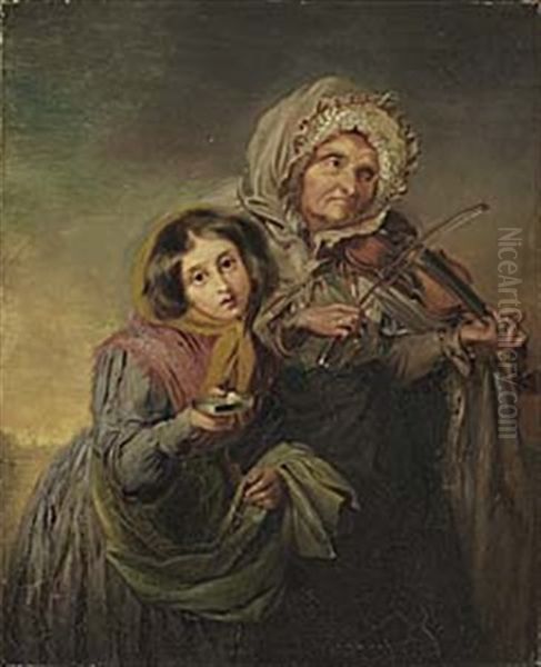 Musikanterna Oil Painting by Geskel Saloman