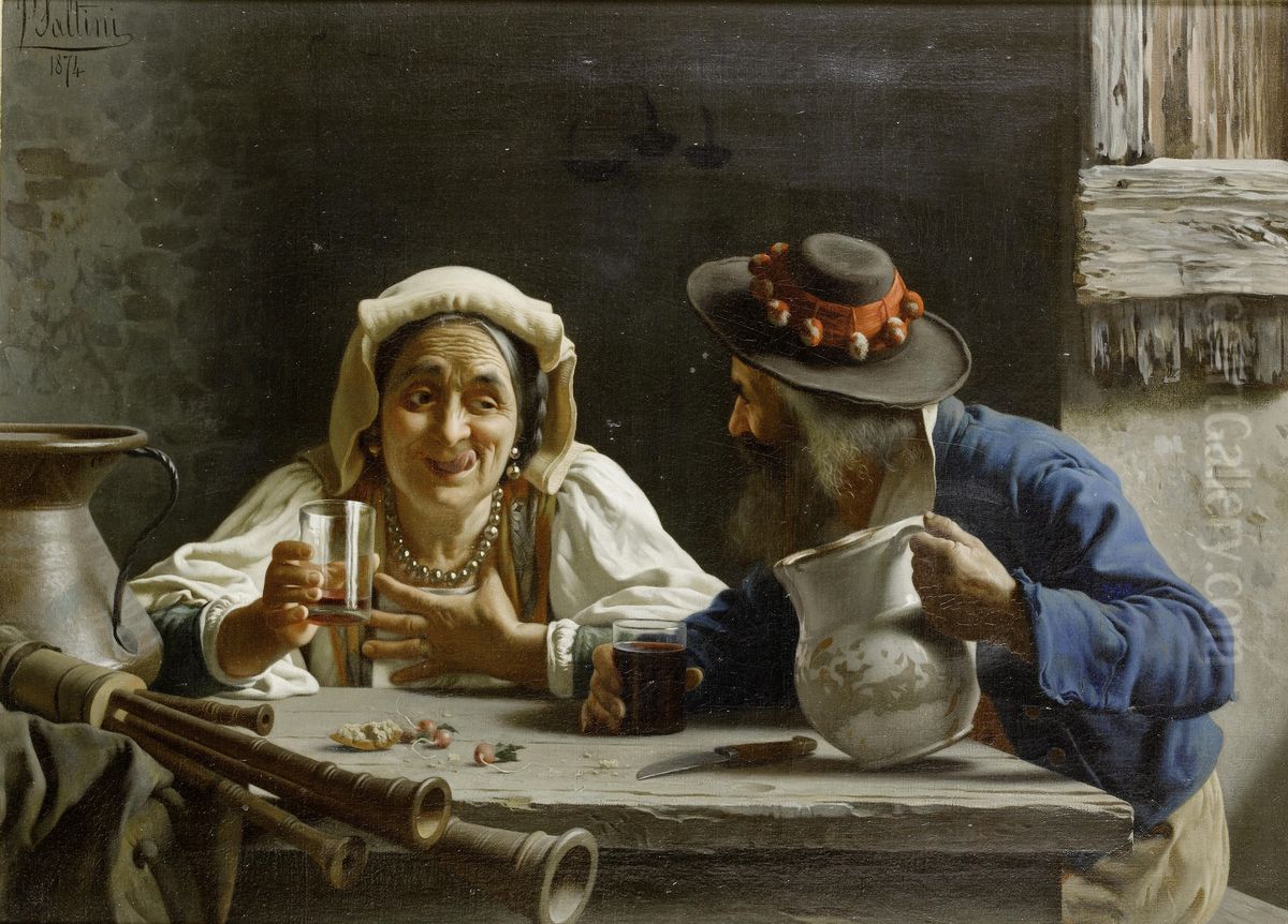 A Nice Drop Oil Painting by Pietro Saltini