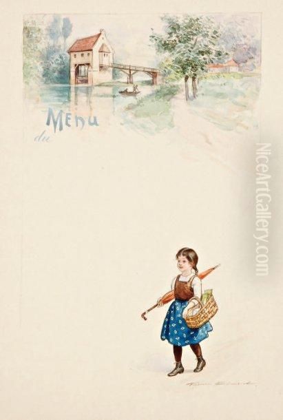 Projet De Menu Oil Painting by Firmin Bouisset