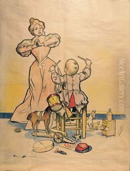 Im Kinderzimmer. Oil Painting by Firmin Bouisset