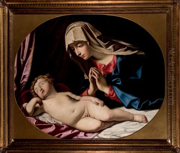 Madonna Con Nino Oil Painting by Giovanni Battiata Salvi, Il Sassoferrato