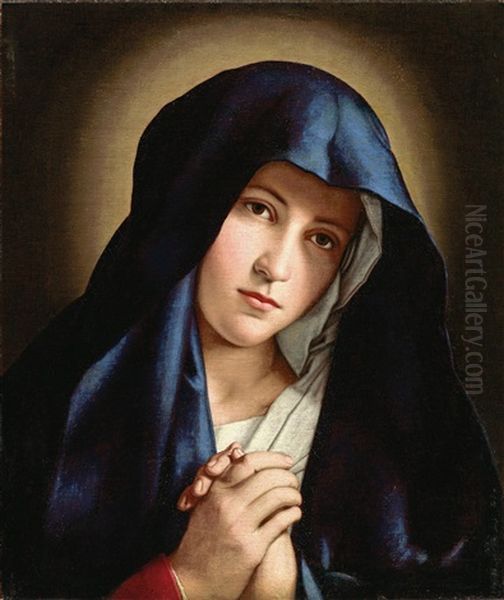 Madonna In Prayer (collaboration W/workshop) Oil Painting by Giovanni Battiata Salvi, Il Sassoferrato