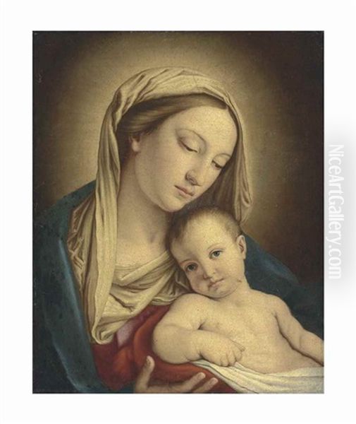 The Madonna And Child Oil Painting by Giovanni Battiata Salvi, Il Sassoferrato