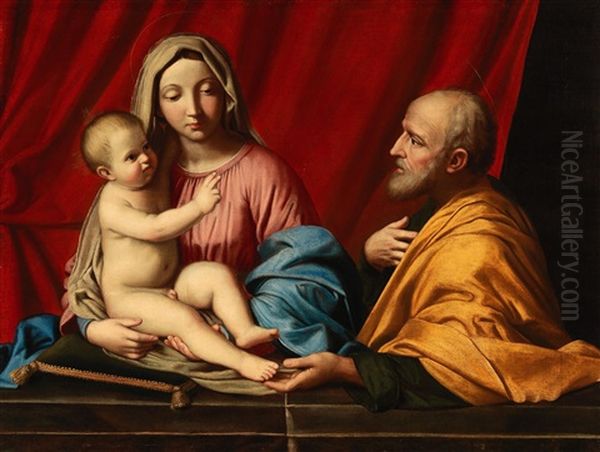 The Holy Family (collaboration W/workshop) Oil Painting by Giovanni Battiata Salvi, Il Sassoferrato