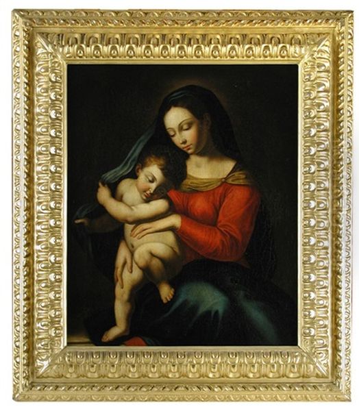 The Virgin And Child Copied By Miss Gooch Oil Painting by Giovanni Battiata Salvi, Il Sassoferrato