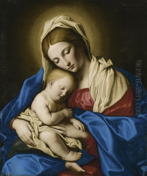 Madonna And Child Oil Painting by Giovanni Battiata Salvi, Il Sassoferrato