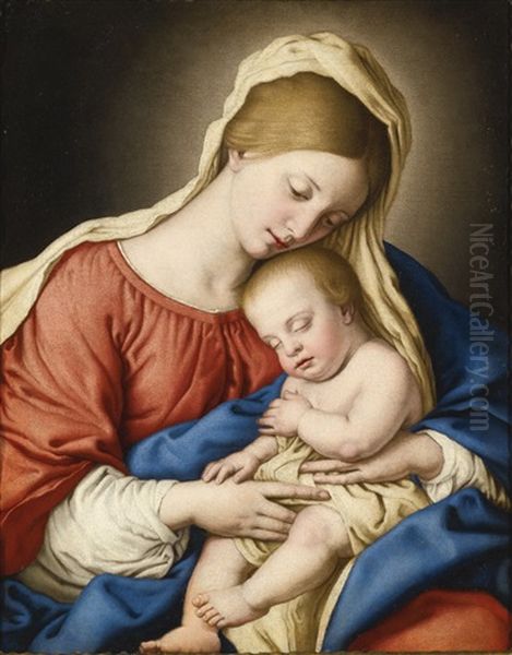 Madonna And Child Oil Painting by Giovanni Battiata Salvi, Il Sassoferrato