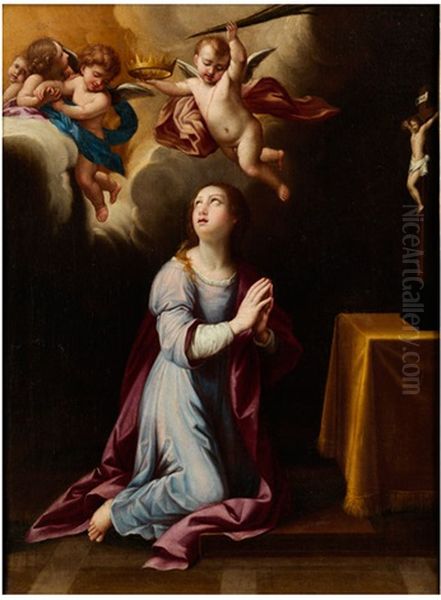 Heilige Martyrerin In Ekstase Oil Painting by Giovanni Battiata Salvi, Il Sassoferrato
