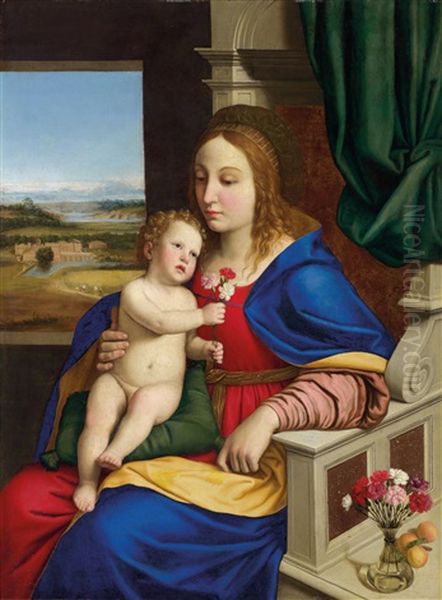 Madonna Del Garofano (madonna Mit Den Nelken) Oil Painting by Giovanni Battiata Salvi, Il Sassoferrato