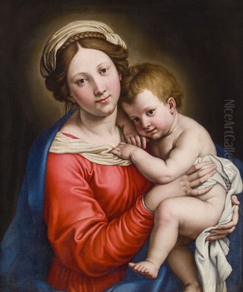 Madonna Mit Kind Oil Painting by Giovanni Battiata Salvi, Il Sassoferrato