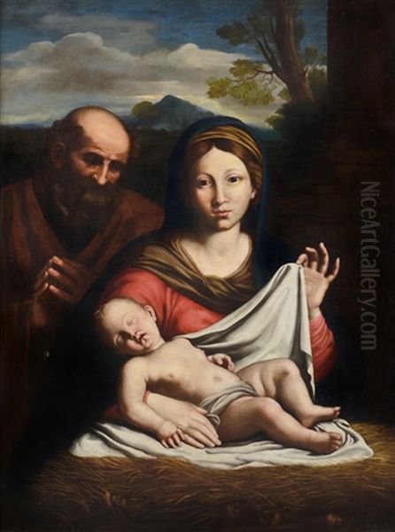 Sacra Famiglia Oil Painting by Giovanni Battiata Salvi, Il Sassoferrato