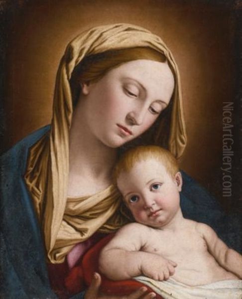 Madonna And Child Oil Painting by Giovanni Battiata Salvi, Il Sassoferrato