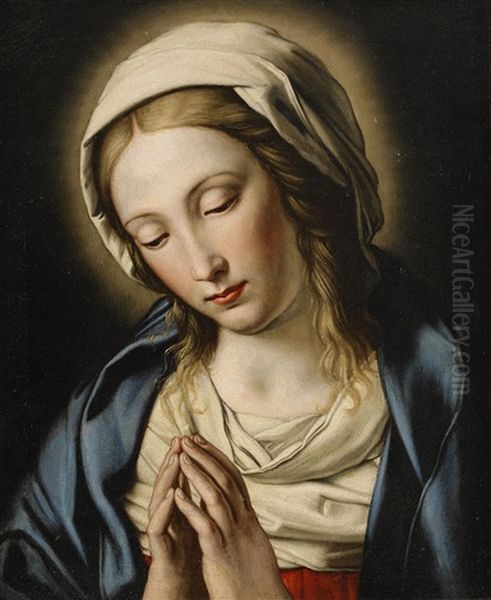 Bedjande Madonna Oil Painting by Giovanni Battiata Salvi, Il Sassoferrato