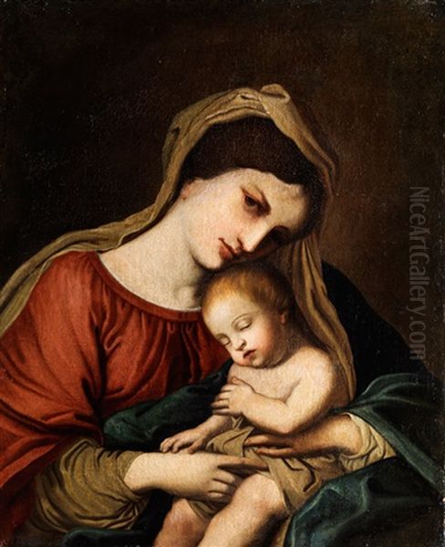 Madonna Mit Dem Kind Oil Painting by Giovanni Battiata Salvi, Il Sassoferrato