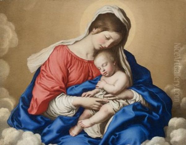 Madonna And Child Oil Painting by Giovanni Battiata Salvi, Il Sassoferrato