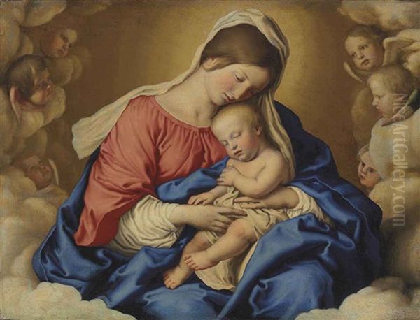 The Madonna And Child In Glory Oil Painting by Giovanni Battiata Salvi, Il Sassoferrato