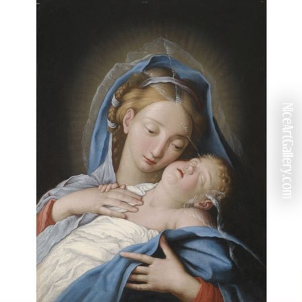 Madonna And Child Oil Painting by Giovanni Battiata Salvi, Il Sassoferrato