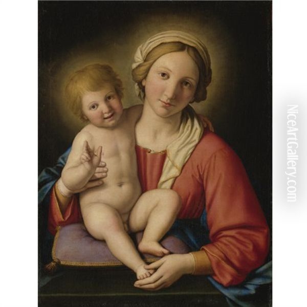 Madonna And Child Oil Painting by Giovanni Battiata Salvi, Il Sassoferrato