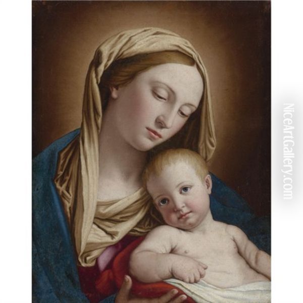 Madonna And Child Oil Painting by Giovanni Battiata Salvi, Il Sassoferrato